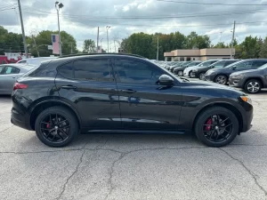 Close-up view showcasing the advanced features of the 2020 Alfa Romeo Stelvio, highlighting its premium design and technology.