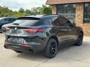 Close-up view showcasing the advanced features of the 2020 Alfa Romeo Stelvio, highlighting its premium design and technology.