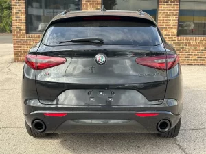 Close-up view showcasing the advanced features of the 2020 Alfa Romeo Stelvio, highlighting its premium design and technology.