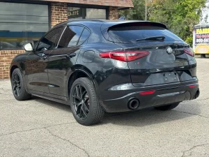 Close-up view showcasing the advanced features of the 2020 Alfa Romeo Stelvio, highlighting its premium design and technology.