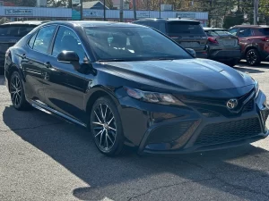 2022 Toyota Camry SE showcasing its sleek design and modern details.